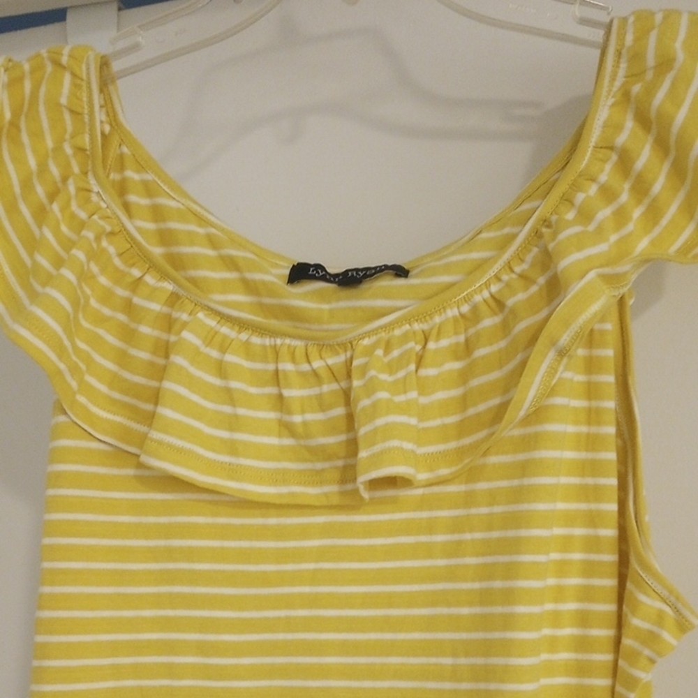 Yellow Striped Ruffle Top - Picture 2 of 5